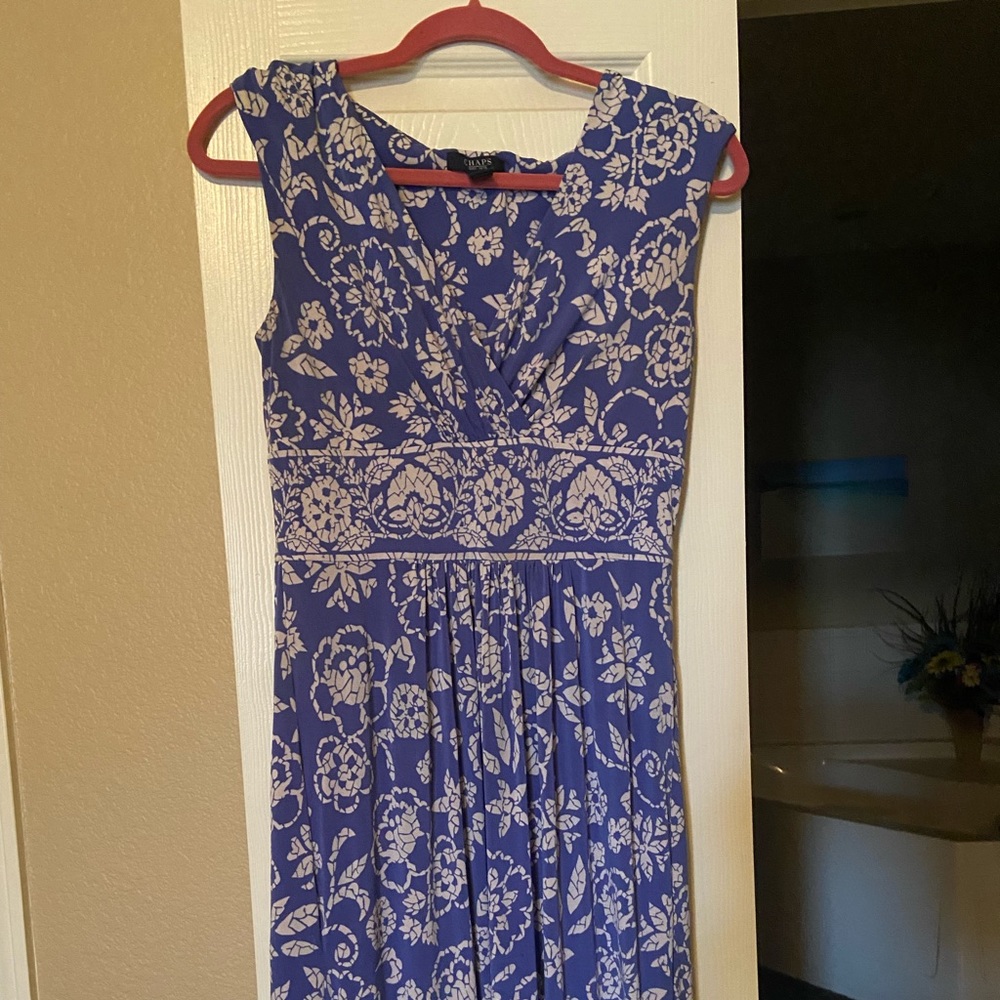 Chaps size small blue and white dress. Normal use. Great condition.